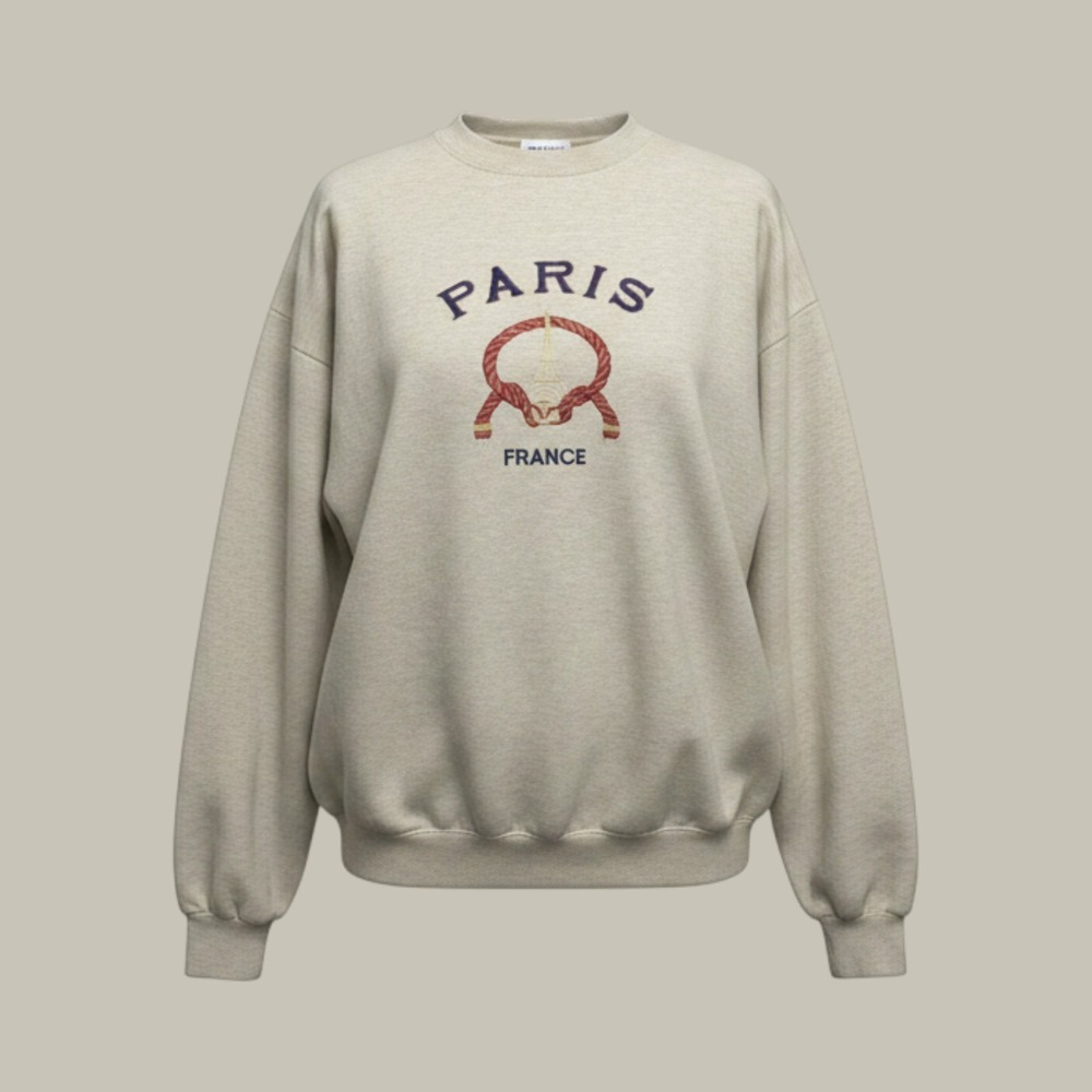 Vintage Energy Paris France Embroidered Crewneck Sweatshirt Oatmeal Large - Picture 1 of 4